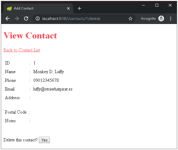 http://localhost:8080/contacts/1/delete