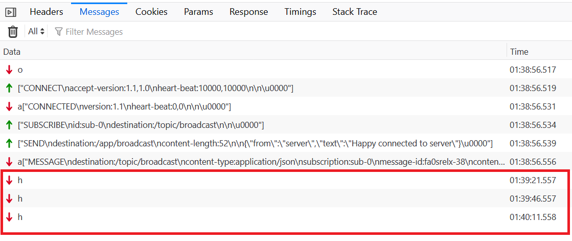 Firefox Web Developer - Network - Messages